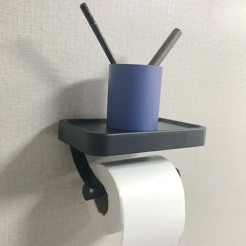 壁掛けトイレットペーパーロールホルダー釘なしアルミバスルームアクセサリートイレ装飾収納棚