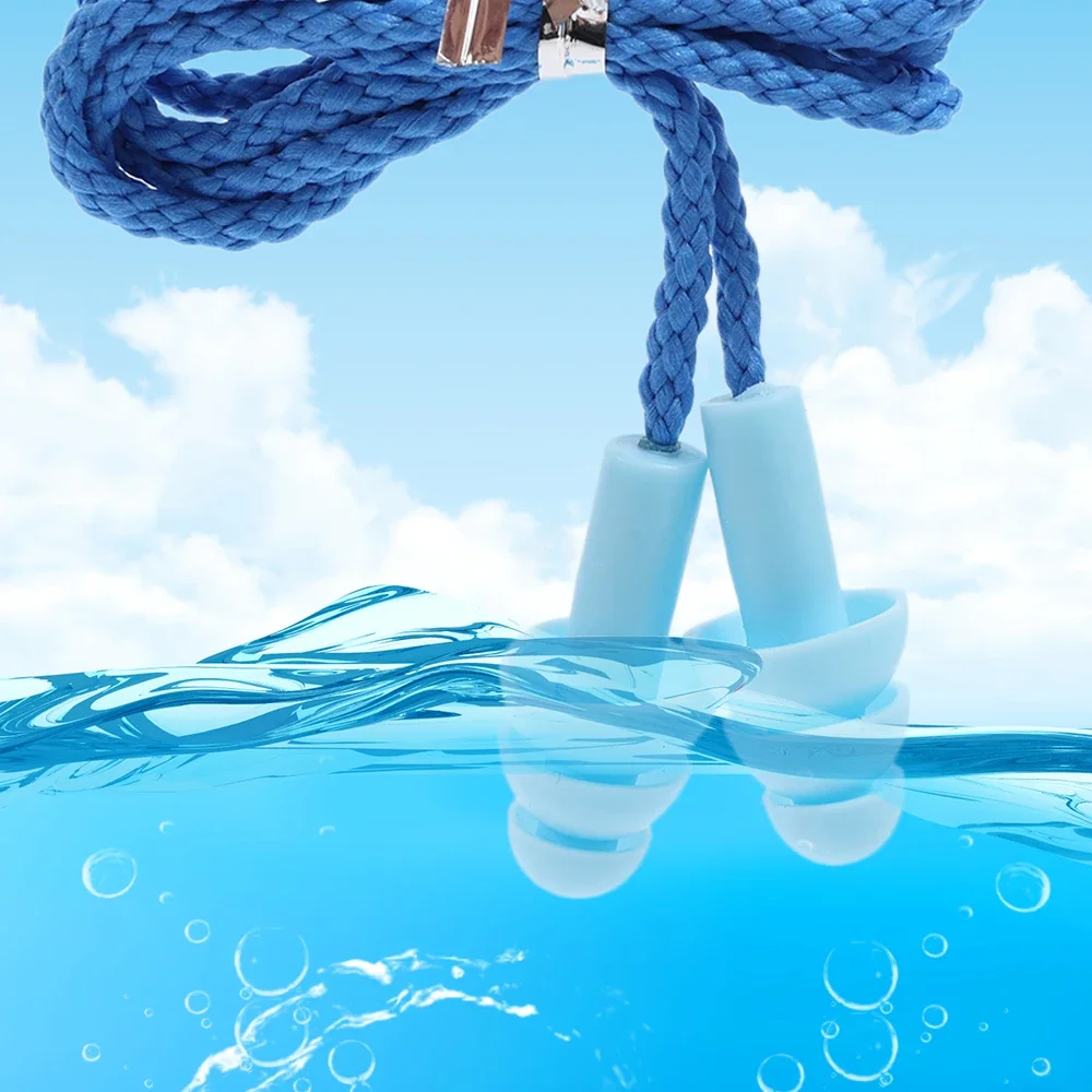 Anti Lost Silicone Corded Ear Plug Protector Reusable Hearing Protection Noise Reduction Safe Swimming Work Earplugs With Rope