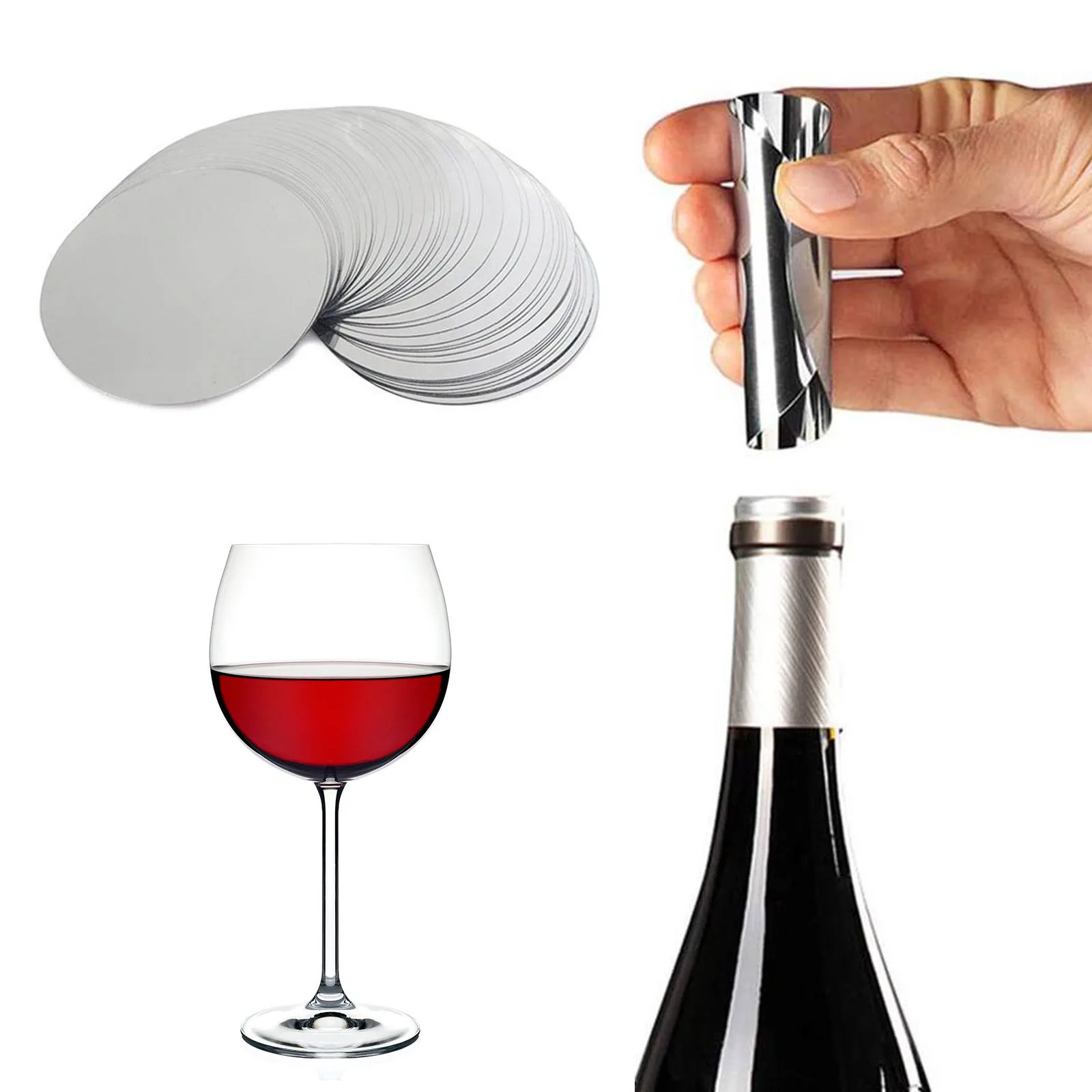 

50Pcs 7.5cm Wine Pour Disc Slice Silver Wine Pourer Discs Drip Proof Drop Stop Pouring Spout Thin Slice for Beer