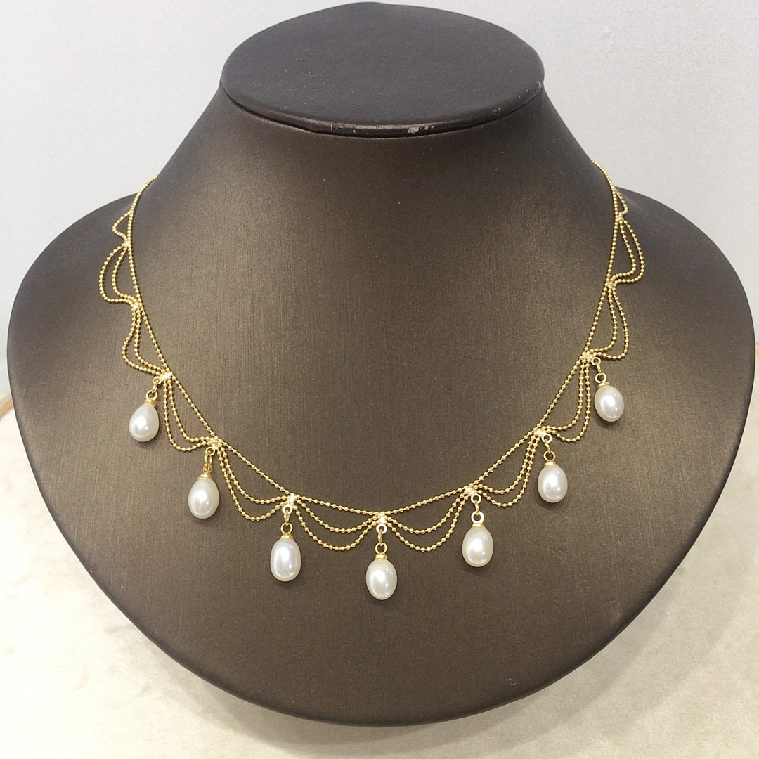 ZHBORUINI 2025 NEW Freshwater Pearl Pendants Necklace 6-7 Rice Shaped Exquisite Lace Multi-layer Fashion Jewelry Gifts For woman