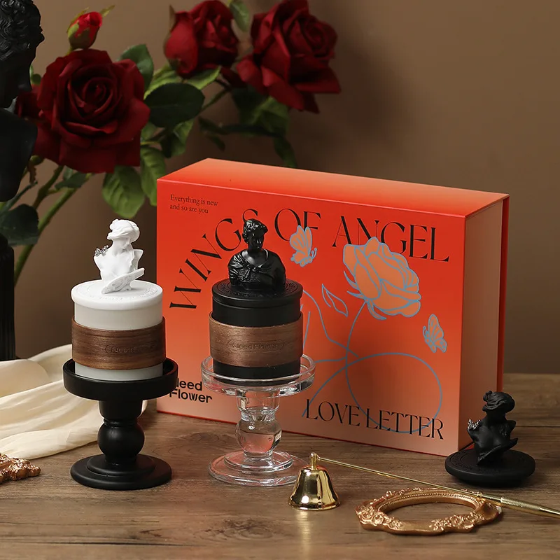 Mythological Figure Sculpted Jar Candles Romantic Rose‑Theme Scented Candle Luxury Gift Box Wedding Birthday Home Aroma Decor