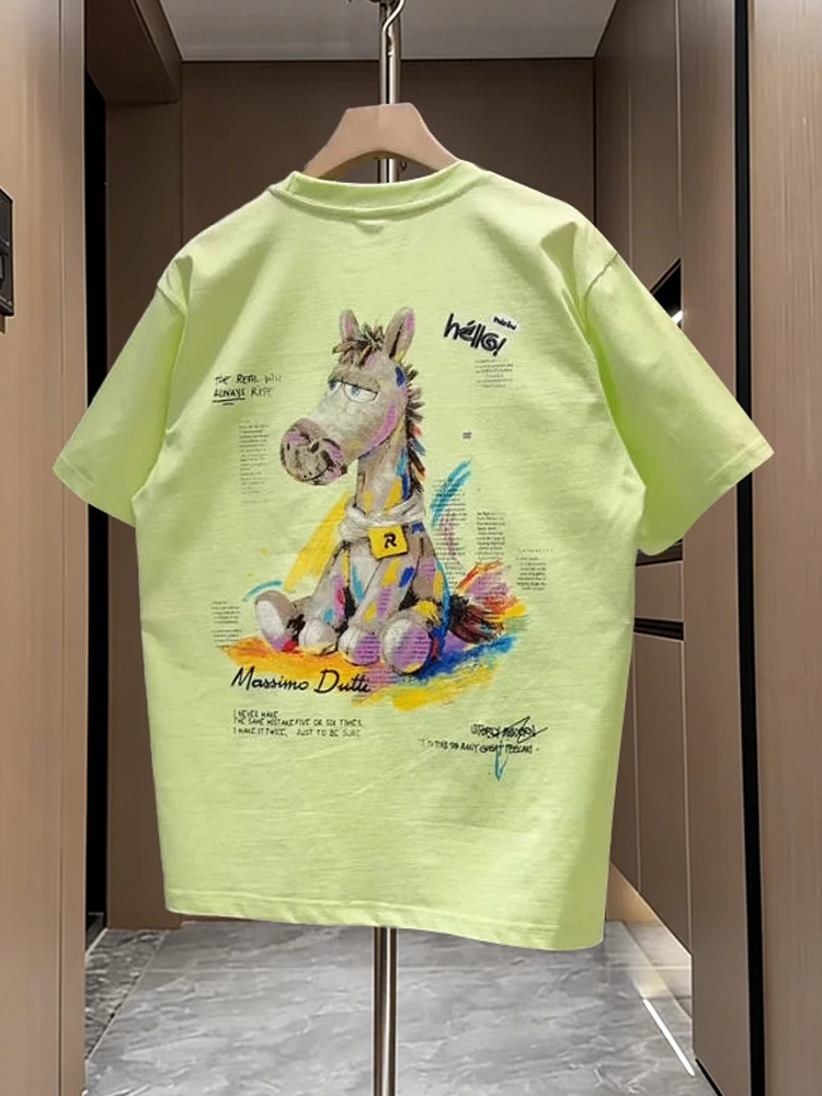 

Print Loose Fit Short Sleeve T-Shirt Men's Casual Versatile Comfortable Summer Top Cotton Blend round Neck