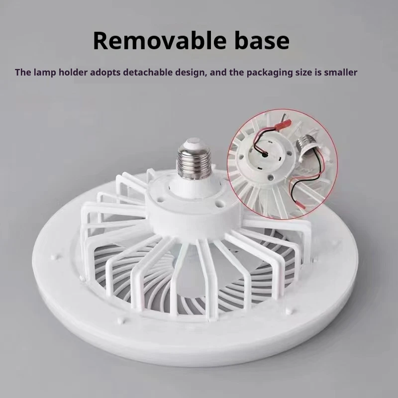 Lampu Kipas Sekrup E27 Hemat Energi untuk Kamar Tidur, Lampu Gantung Fungsi Ganda, Strip Lampu Tiga Warna, Remote Control