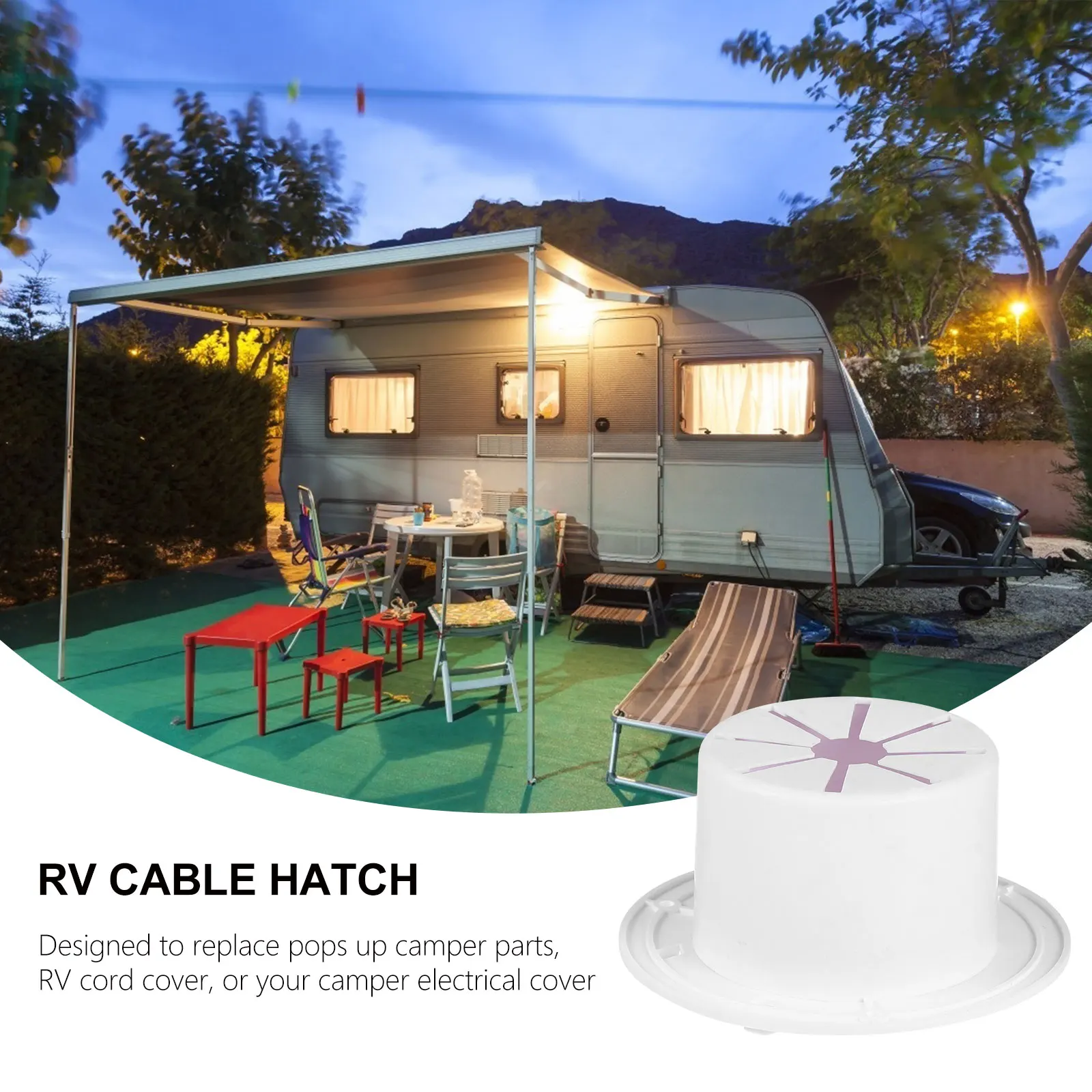 

Heavy Duty Round Electric Cable Hatch For Electrical Cord Cover Snap Lock Upright Lid Water Resistant Outdoor Power