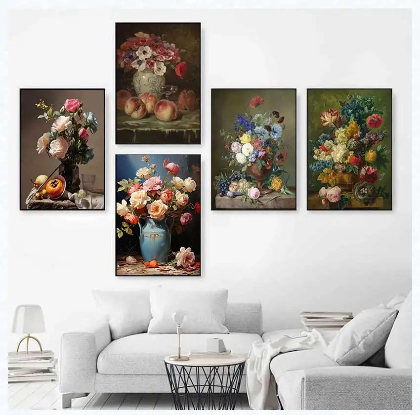 Colorful Flower Plants Oil Painting Canvas Poster Potting Daisy Wall Art Pictures for Living Room Bedroom Modern Home Decor Gift