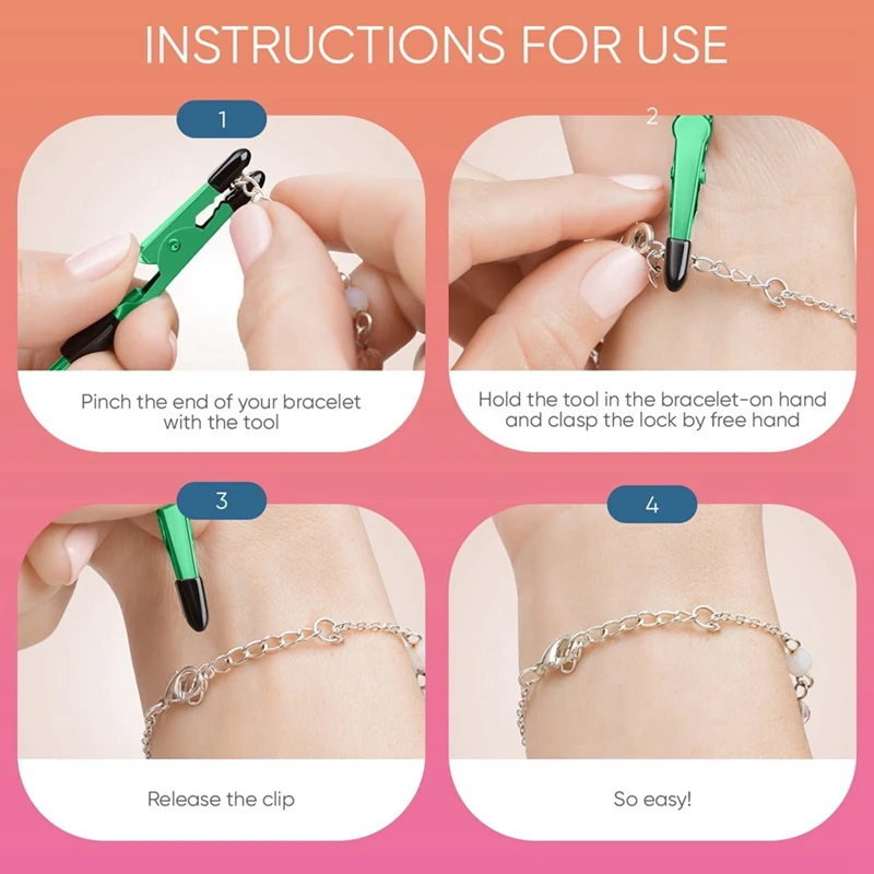 3 قطع أداة مساعدة السوار - أداة تثبيت للسوار والقلادة والمجوهرات والساعة - مشبك، مشبك مساعد، فضي + أزرق + أخضر-ABAM