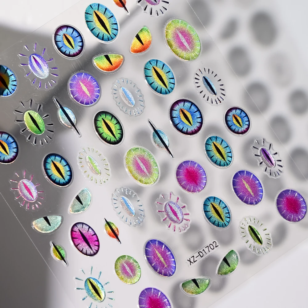 1/4 pçs colorido globo ocular arte do prego adesivos 10*8cm azul/vermelho mal olhar olhos/cruz auto adesivo slider punk festa manicure decalques *