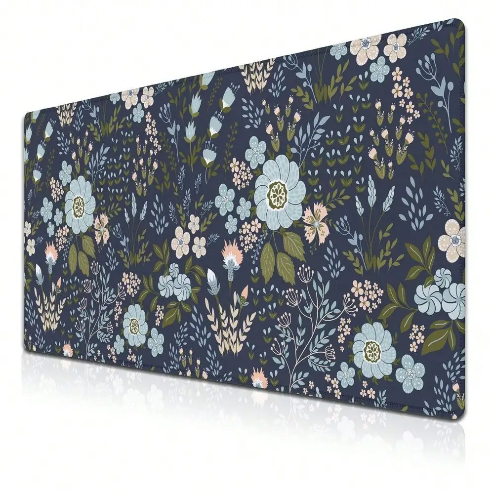 

Office Desk Pads Floral Pattern Jumbo Mouse Pad Gaming Mousepad Large Mouse Pads The Desk Mat Non-Slip Rubber Base Waterproof With Stitched Edges For Game Office,