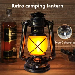 Retro Table Lamp Portable Lanterns Rechargeable 3 Lighting Modes Hanging Travel Camping Lamp Atmosphere Light Home Decor Lamp