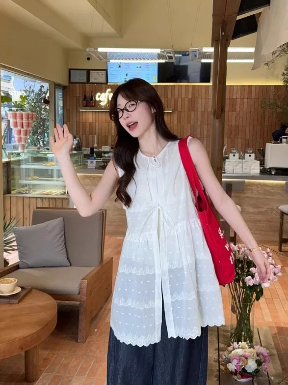 Elegant Embroidered Heavywork Cover up Vest Dress Loose Fit Base Skirt Dress Korean Style Commute Flower Pattern Spring Summe...