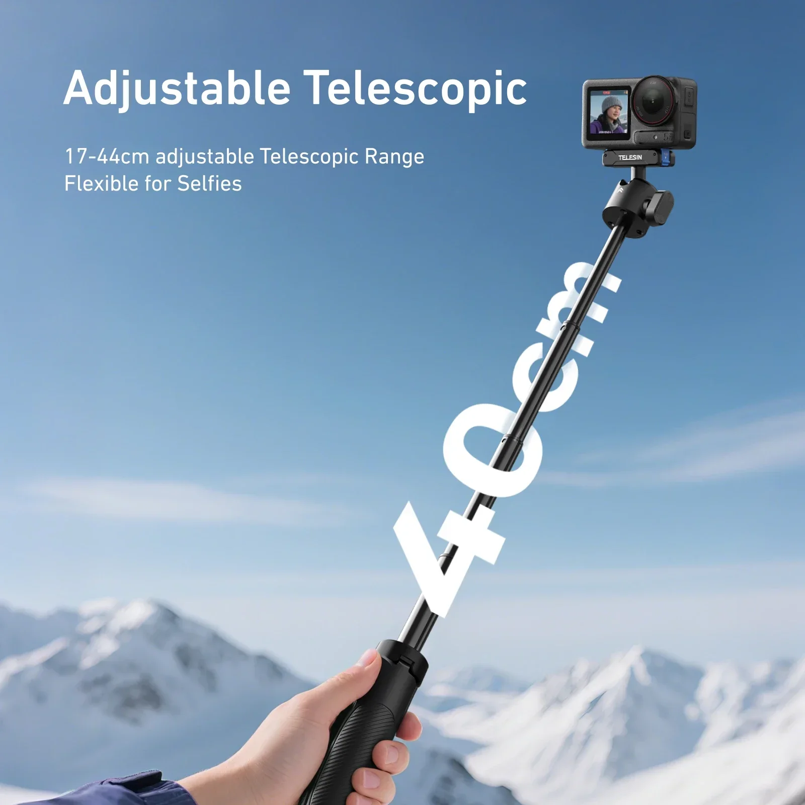TELESIN Mini Rotatable Selfie Stick Tripod for DJI OSMO 360 Action 5 Pro 4 3 Accessories Quick-Release Portable Selfie Stick