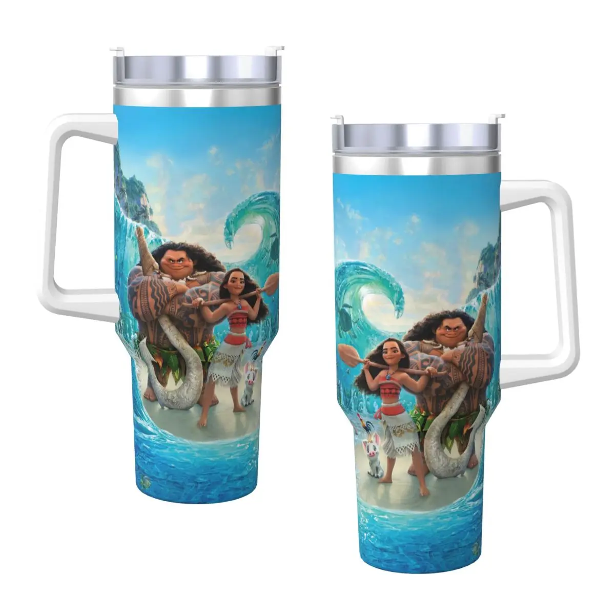 Movie Moana Maui Friendship  Stainless Steel Tumbler Travel Mugs Cup Thermal Cups Insulated Cold and Hot Milk Tea Water Bottle