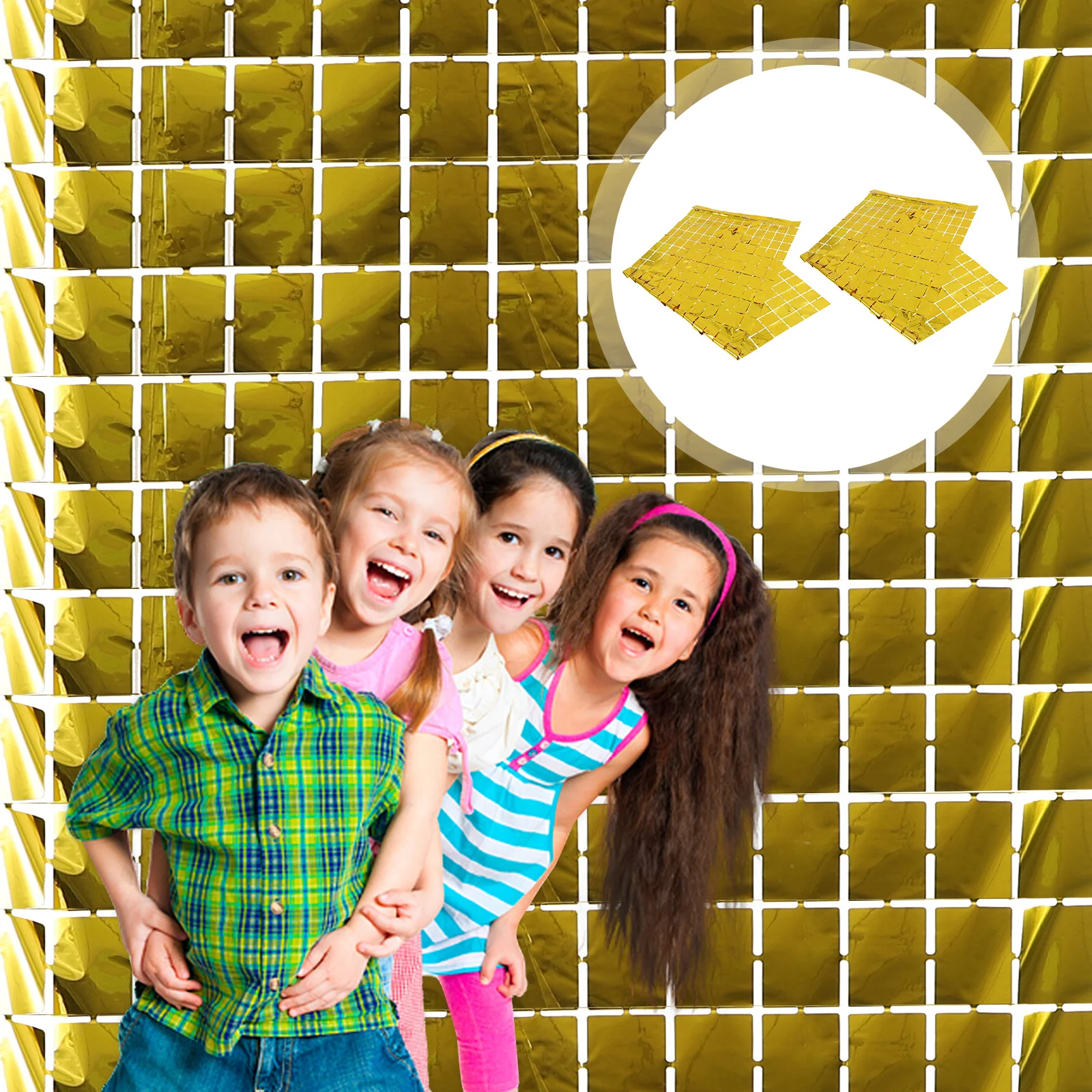 

2Pcs Wall Tinsel Fringe Curtain Decoration Foil Curtain Backdrop for Photography Party Events Baby Shower Graduation