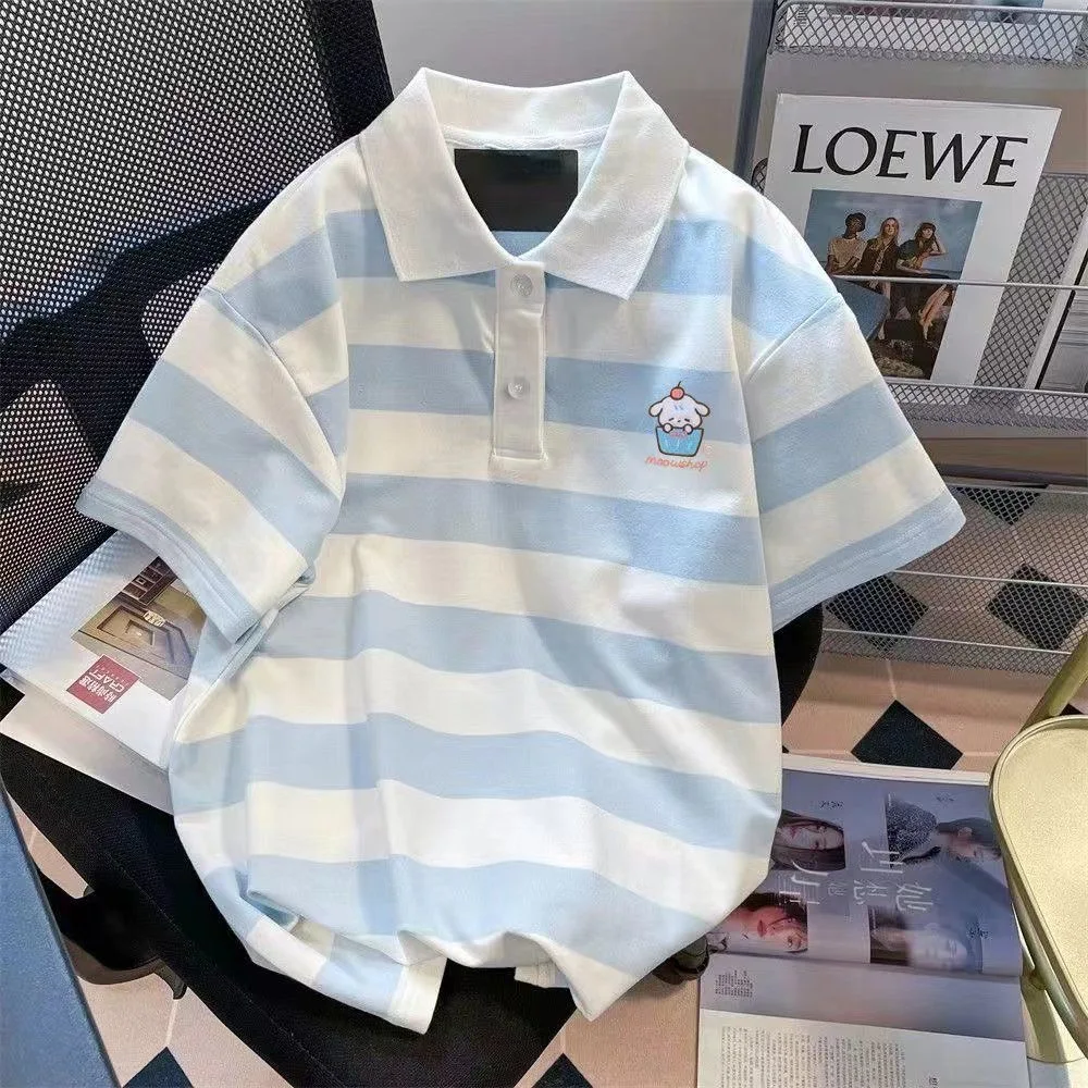 Haftowane koszulki Polo z nadrukiem dla psa damskie T-shirt z bawełny koszulka z krótkim rękawem luźne, słodkie obszerna koszulka