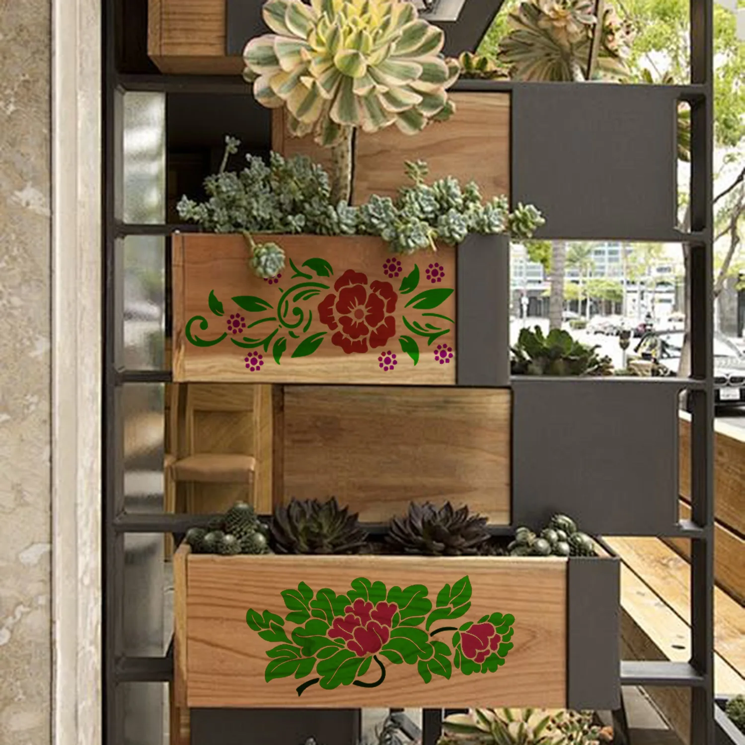 16PC Geometric Floral Stencil Set for DIY Art Crafts, Doodle Sketching Handmade Projects - Reusable Templates for Artists Adults