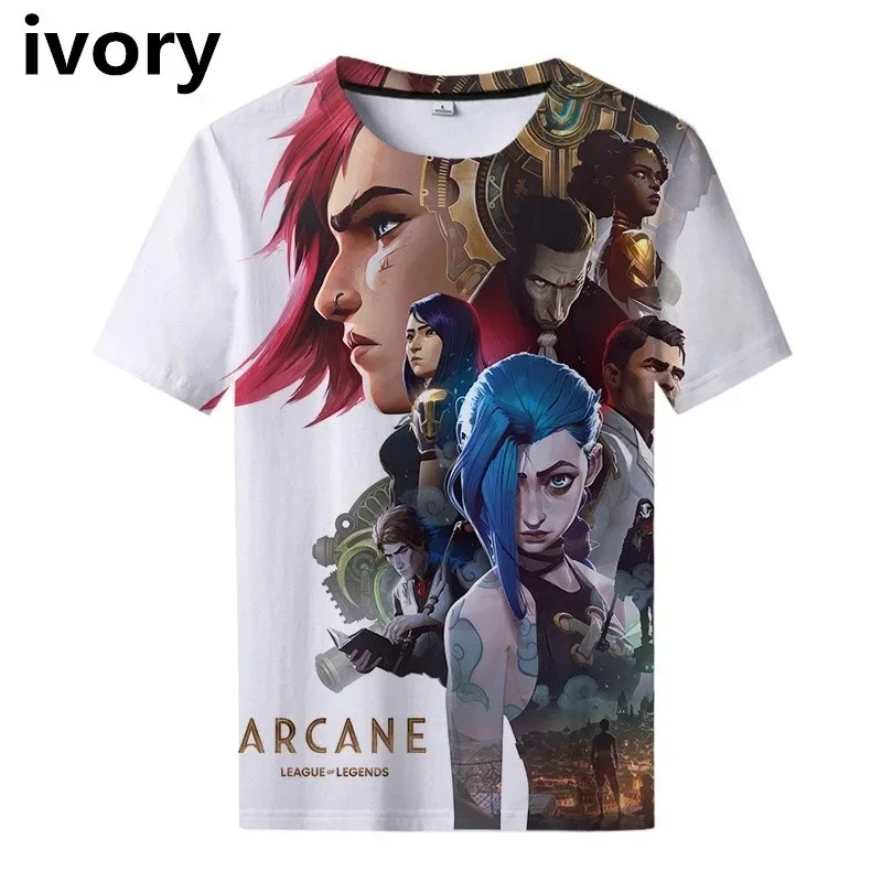 Summer Game League of Legends Arcane Jinx 3D Fashion Print T-shirt Men Women T-shirts Aesthetic Cool Tops Unisex O-neck Clothing