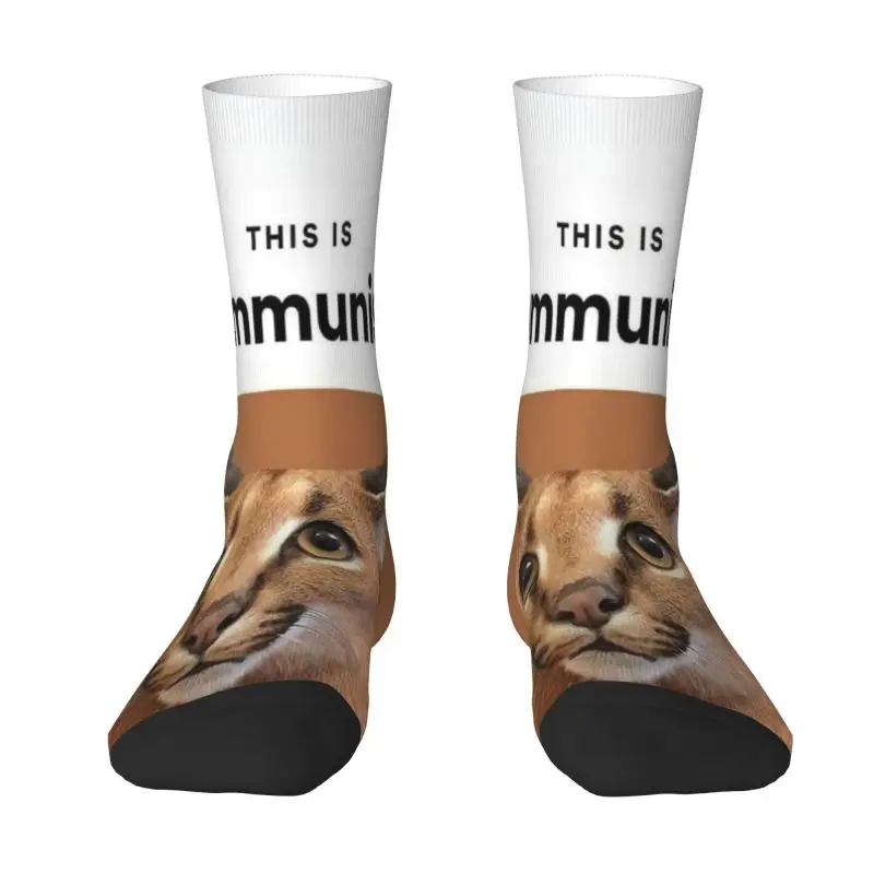 

Novelty Mens Communism Floppa Cute Meme Dress Socks Unisex Warm Breathbale 3D Printed Caracal Cat Crew Socks