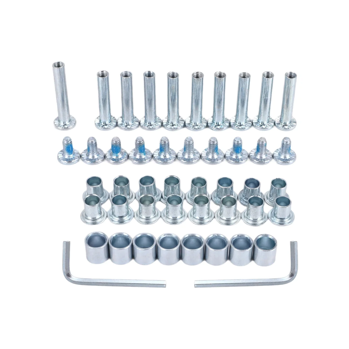 SMIEA Parafuso espaçador de eixo de skate em linha, espaçador de rolamento de roda de skate, peças de reposição de patins com eixo e parafusos e chave, A