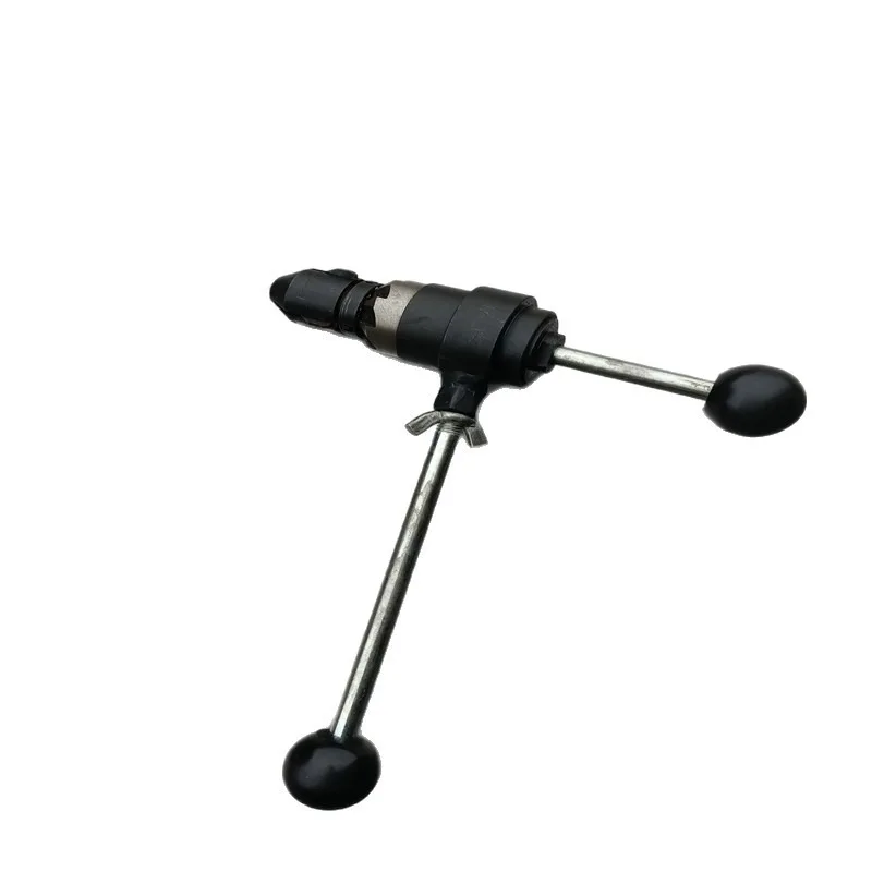 

Two-way chamfering device for railway, for rail hole burr elimination