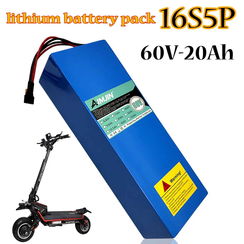 2026 New 16S5P lithium battery pack 60V 20Ah 18650 , advantageous battery 2000W high-power rechargeable battery with BMS