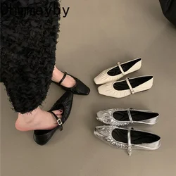 2024 Luxury Designer Women Ballet Flat Shoes Fashion Shallow Buckle Ladies Comfort Soft Sole Flat Heel Ballerina Shoes