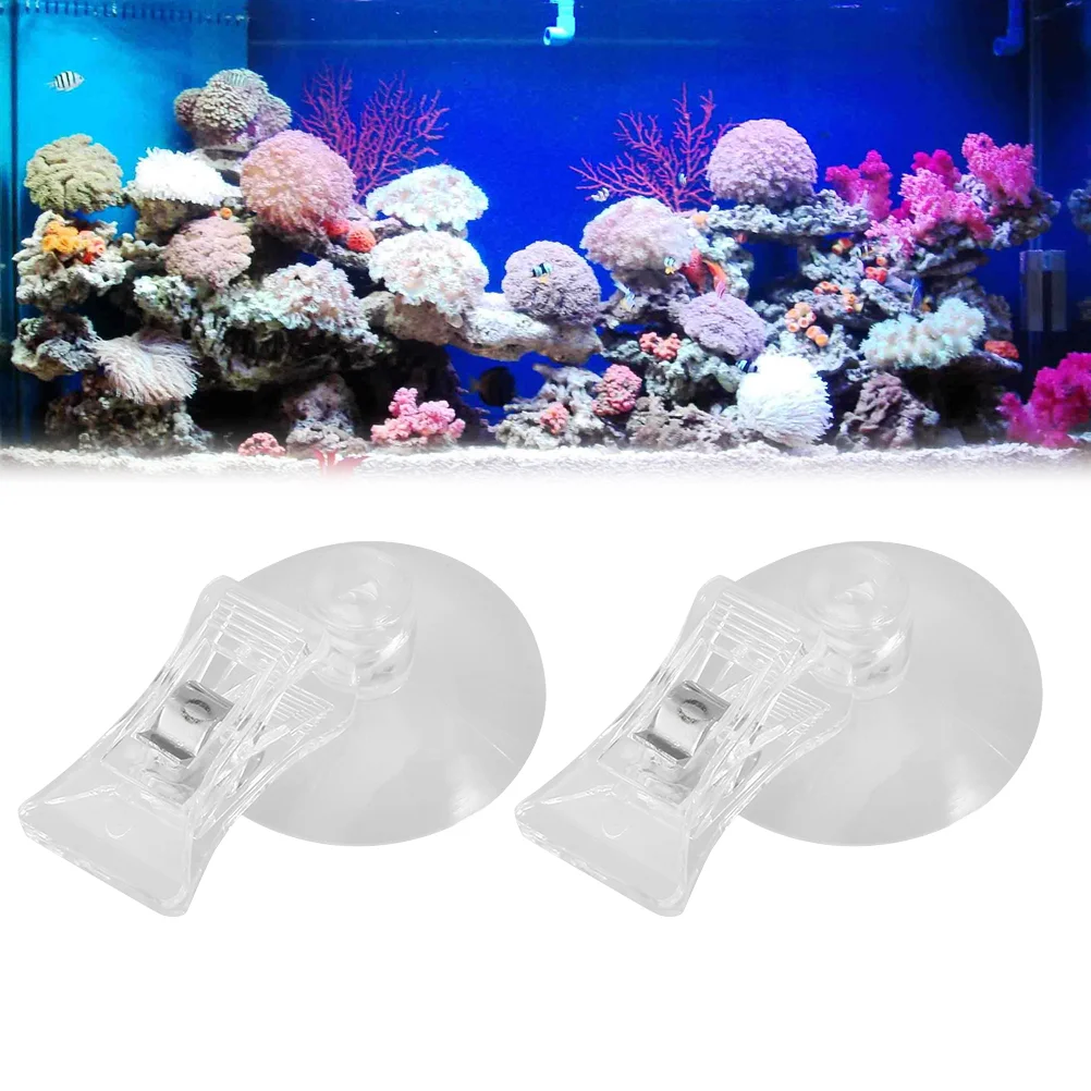 2 Pcs Aquarium Algae Clip Fish Tank Feeding Tool Suction Cup Seaweed Holder Accessories