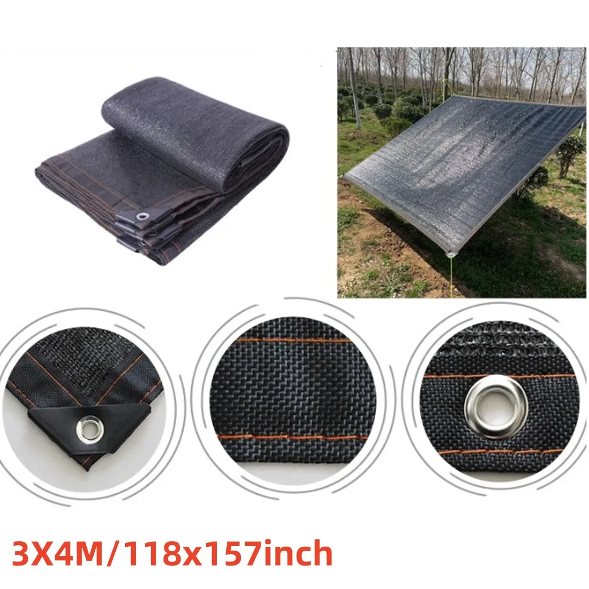 

3x4m/118x157in Outdoor Shadow Mesh Sunshade Net Terrace Awning Garden Sunshade Cloth Balcony Shade Cover Shading Sail