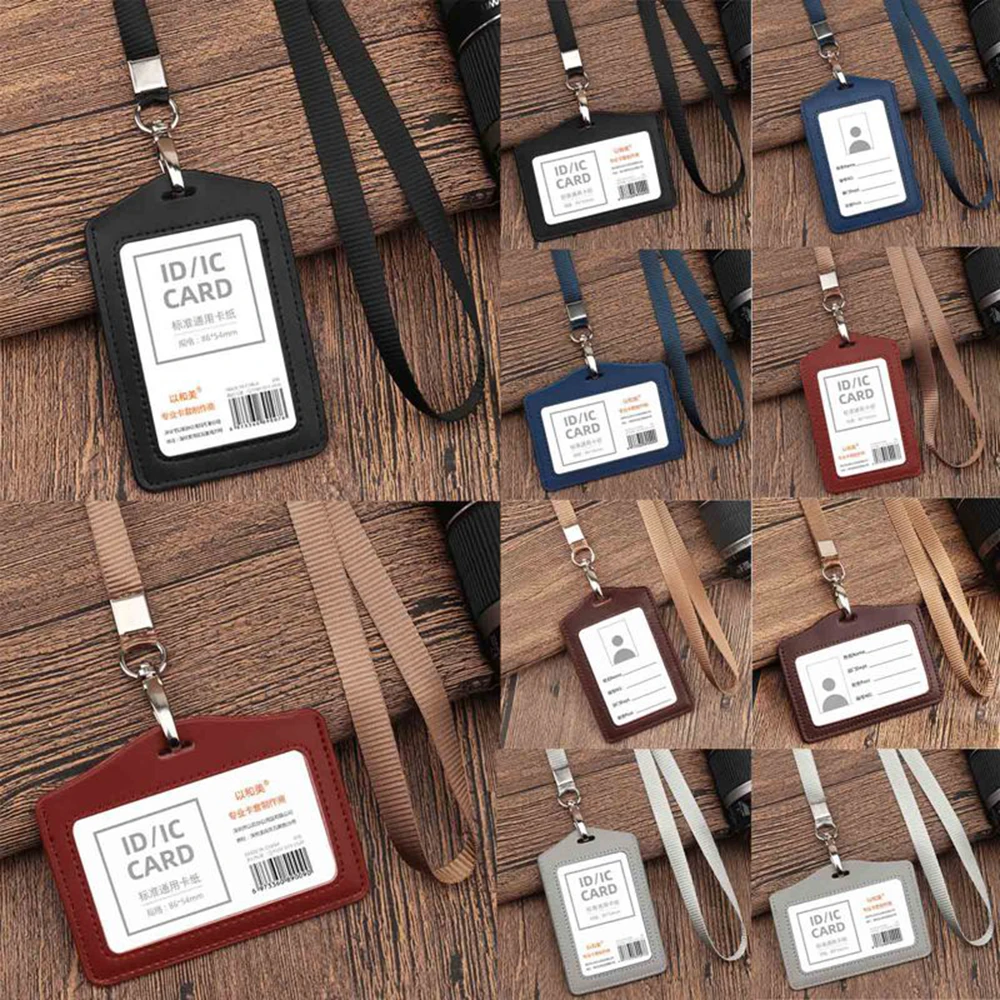 Work Certificate Identity Office Access Card Holder Name ID Card Cover Credit Card Holder Badge Card Case With Neck Lanyard