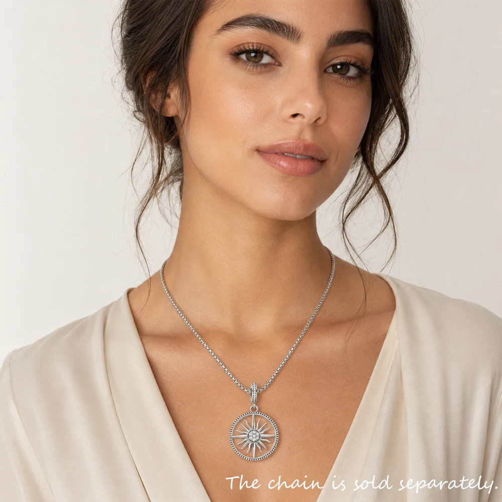 Echt 925 Sterling Silber Modeschmuck Große Sonne Anhänger Charme Für Frauen Männer Tropfen Verschiffen Großhandel – Detail 1