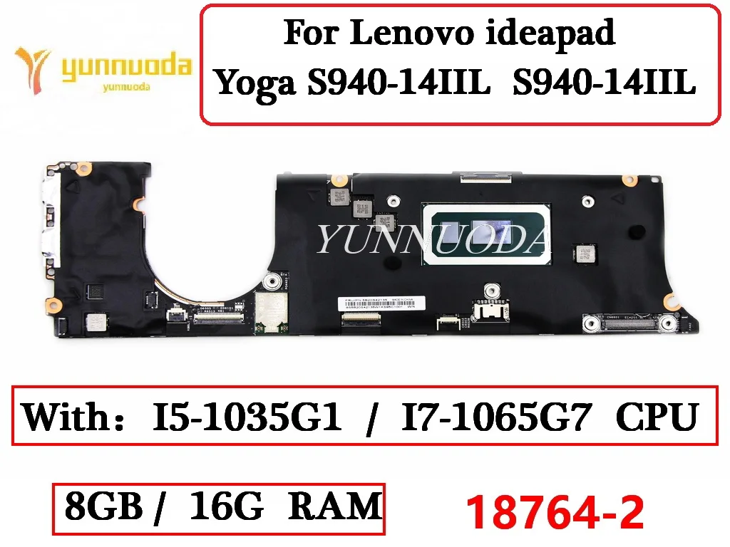 18764-2 For Lenovo ideapad Yoga S940-14IIL S940-14IIL Laptop Motherboard  With I7 I5 10th Gen CPU 8G 16G RAM 100% Tested