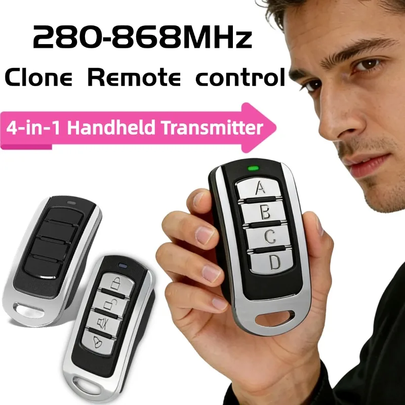 4 in 1 Handheld Transmitter 280-868MHz Fixed Multi Frequency Duplicator Copy Code 433MHz Garage Door Gate Remote Control