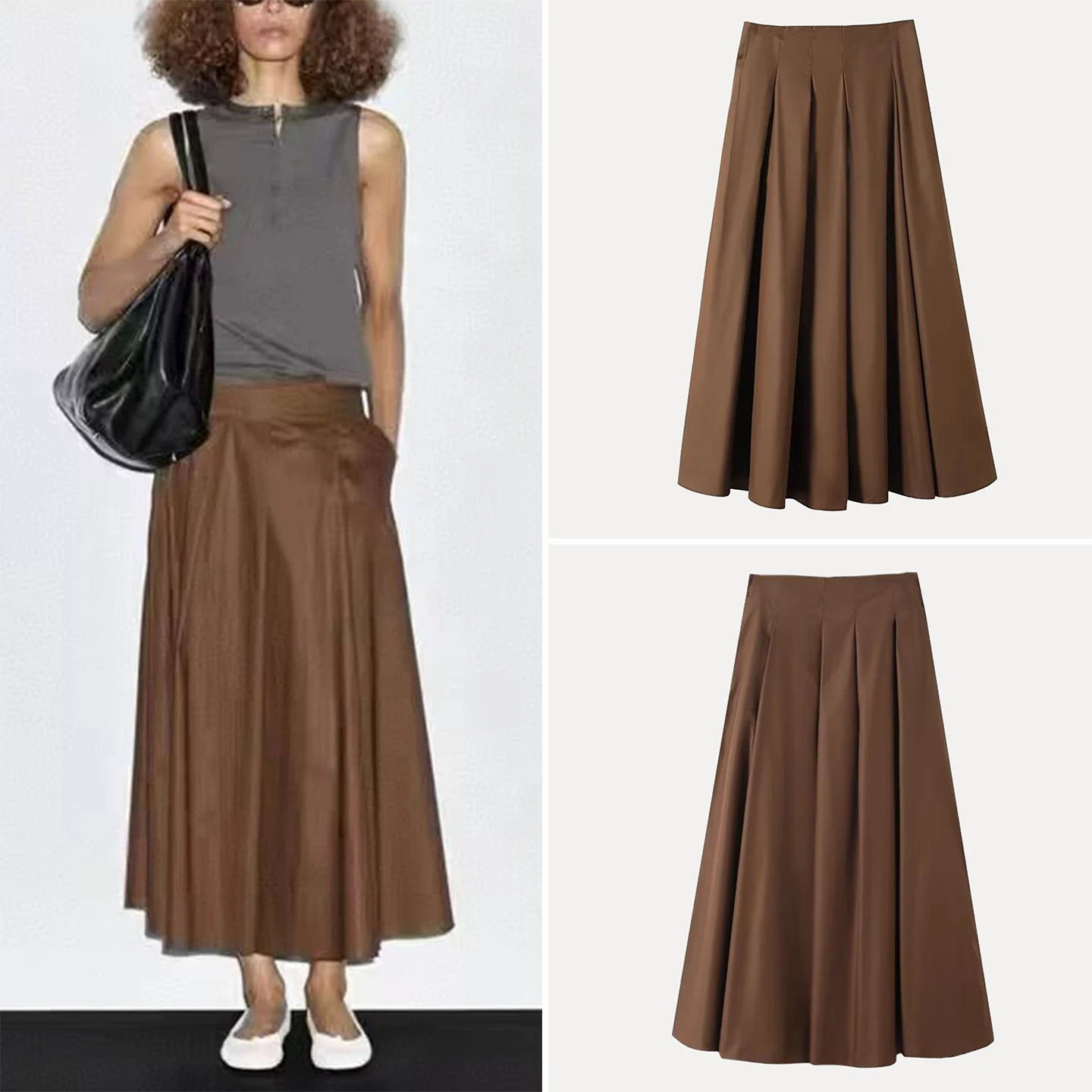 

2025 Autumn New Sle Women's Commuter Sle Pleated A-Line Skirt Stand Fit Daily Wear Other Material00% Fabric Proc