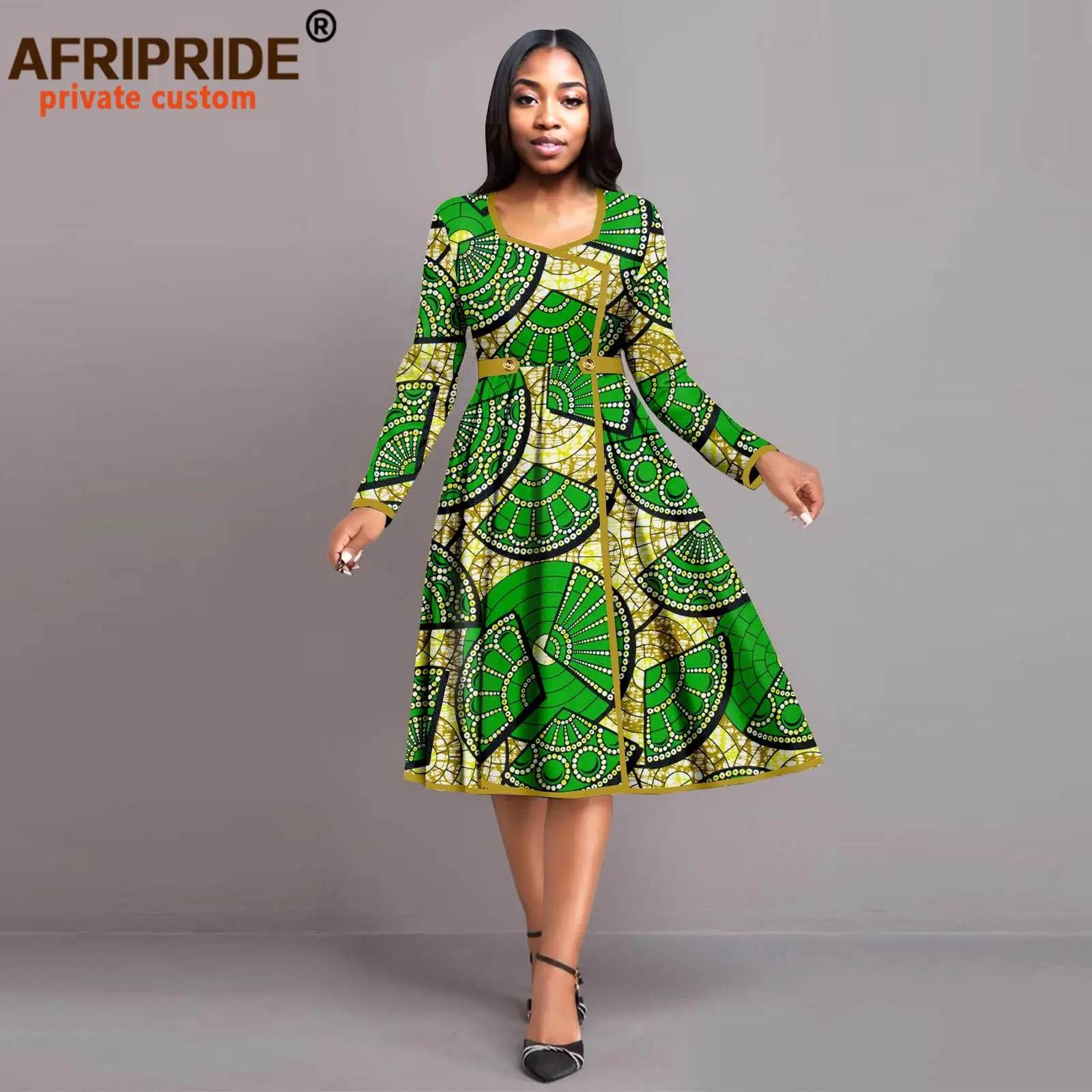 African Print Dresses for Women High Waist Elegant Knee Dress Party Attire for Lady Dashiki Ankare Outfits 2525065