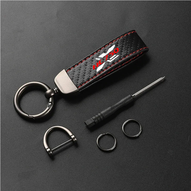 1PCS Motorcycle PU Leather Carbon Fiber Pattern Keychain Accessories For Honda NC750X NC750 X NC750X NC 750 X NC750 Accessories