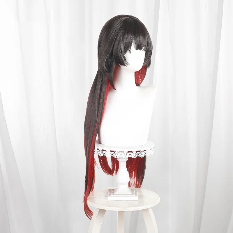 Peluca de Cosplay de noche larga de Geisha Game Identity V, pelo de personaje de Anime degradado negro y rojo para fiesta de Comicon, mujeres y hombres adultos