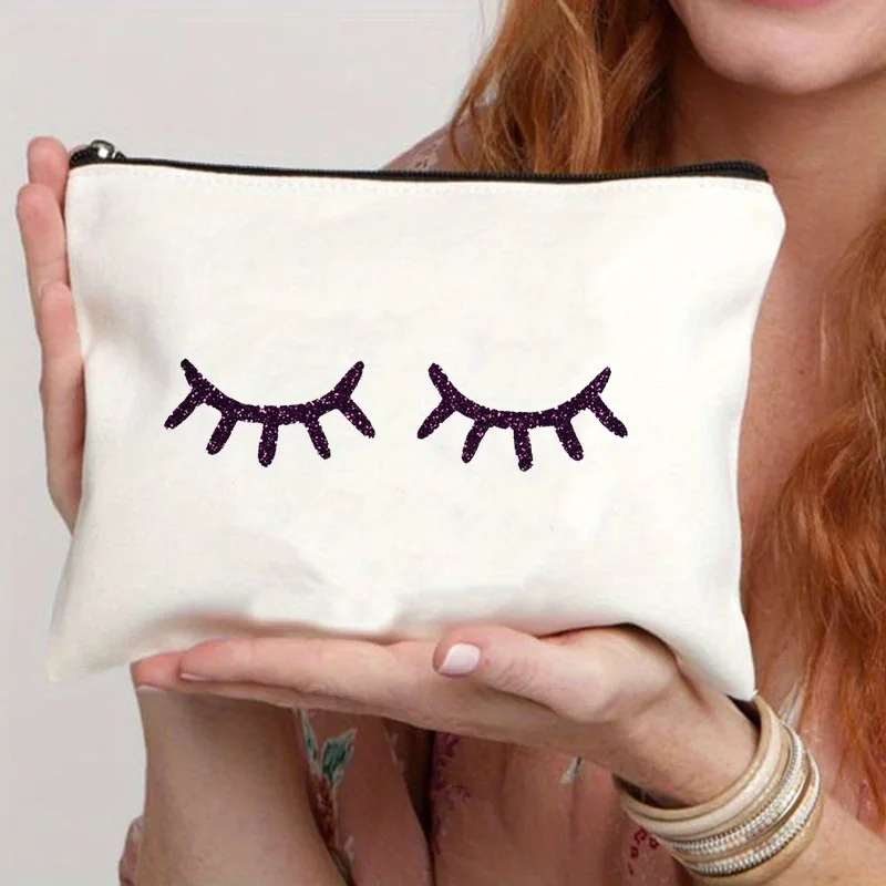 حقيبة مكياج من القطن والكتان المقاوم للماء مع سحاب لتخزين مستحضرات التجميل وحقيبة تخزين أدوات الزينة للسفر من Mystery #1