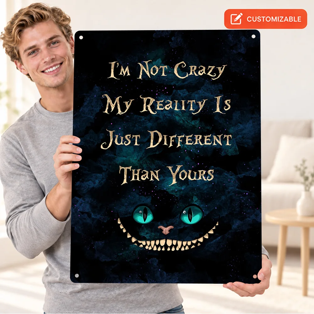Different Reality Cat Quote Literature Aluminum Poster Customized Metal Sign Graphic Wall Art For Reading Nook Book Lover Gift