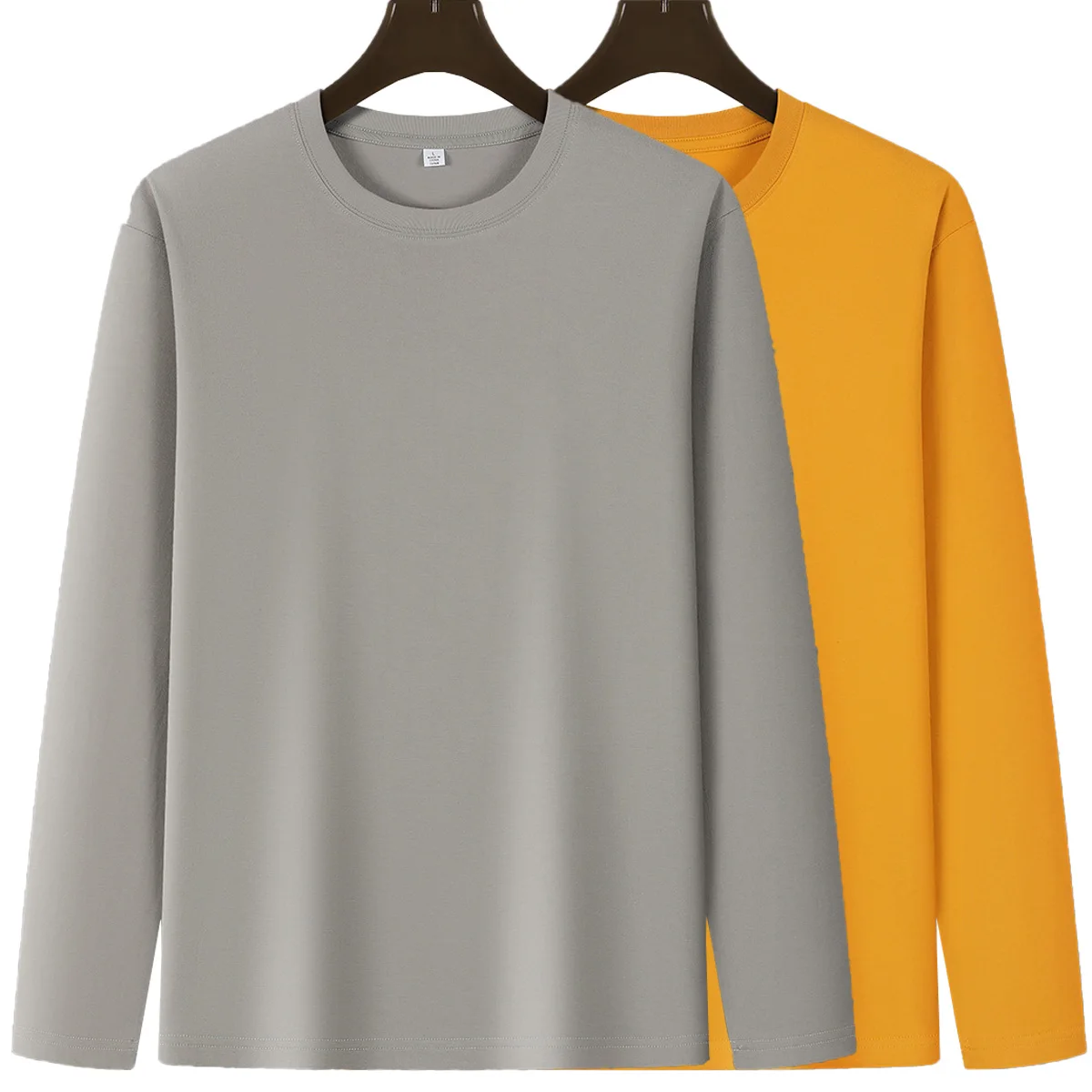 

Men's Round Neck Solid Color Long Sleeved High-quality Pure Cotton T-shirt With Multiple Color Styles Choose From