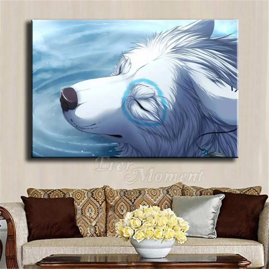Wolf Close Eyes Artwork 5D DIY Mosaic Ever Moment Diamond Painting Full Square Drill Diamond Embroidery Handmade ASF1866
