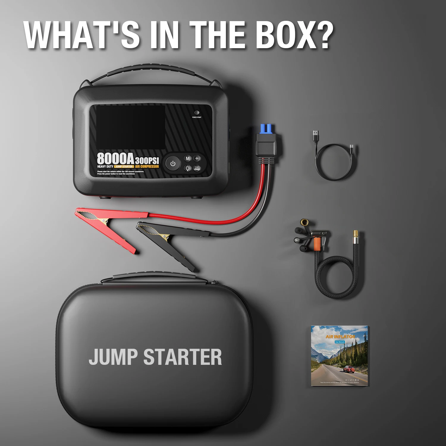 8000A Professional Heavy Duty Car Jump Starter With Air Pump Powerful Car 12V Car Battery Starter Booster Starting Device - Image 6