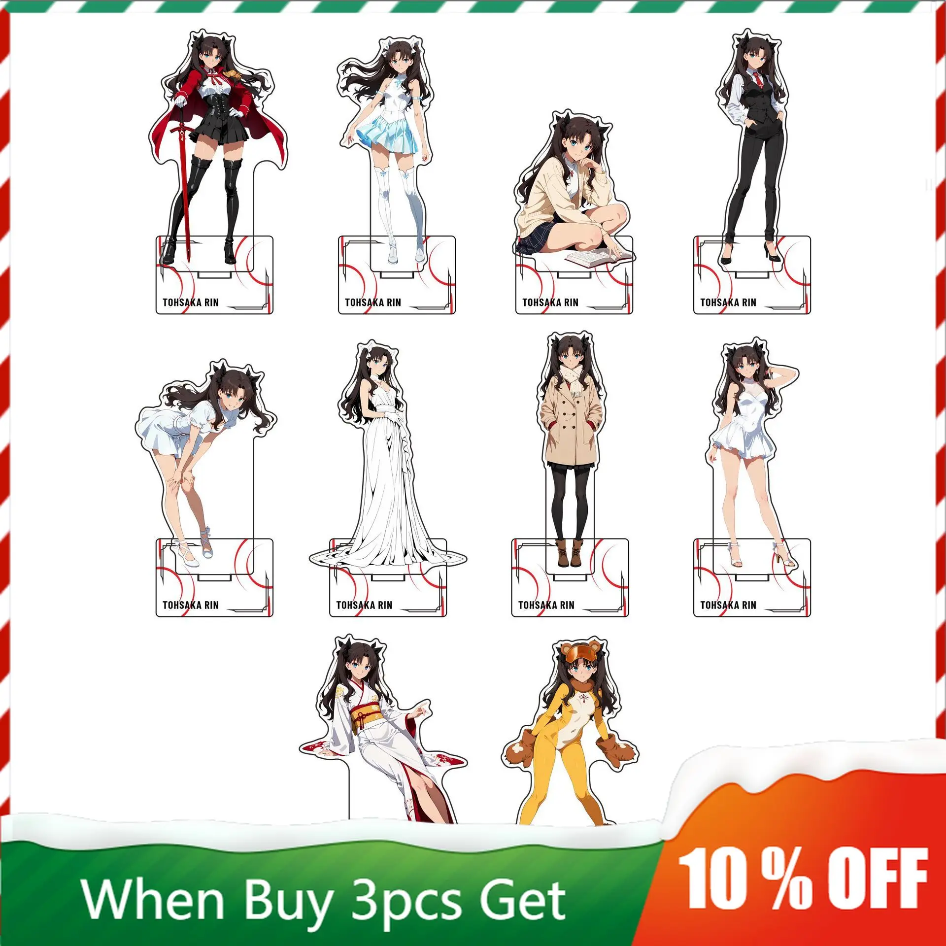 

Аниме-фигурка Тосака Рин в короткой юбке, акриловая подставка, кимоно, вечернее платье, стоячая фигурка, игрушка, подарок