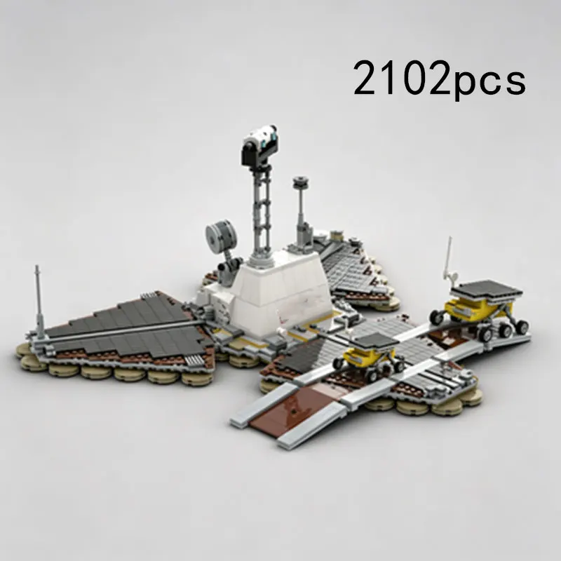MOC2102pcs Lunar Exploration Base Platform Model Small Particle Assembly Building Blocks Collectible Sci-Fi Desktop Toy