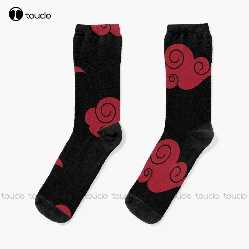 Red Japanese Cloud Akatsuki Red Cloud Japanese Anime Socks Socks For Girls 360° Digital Print Unisex Adult Teen Youth Socks Gift