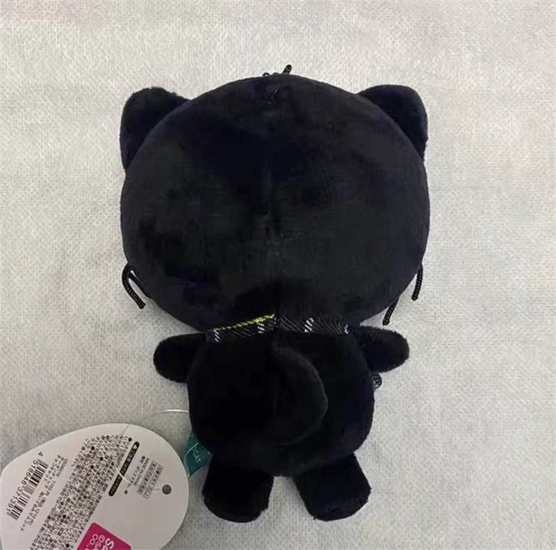 Portachiavi in peluche con mascotte scozzese Chococat Elegante nastro al collo in tartan Portachiavi con catena a forma di palla di gatto nero Portachiavi con borsa carina Kawaii