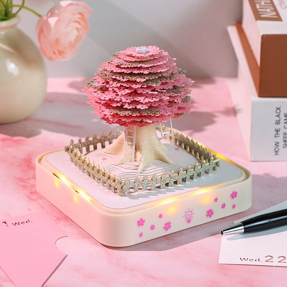 2025 3D Desk Note Cherry Tree Omoshiroi Block 3D Memo Pads For Desktop Decor