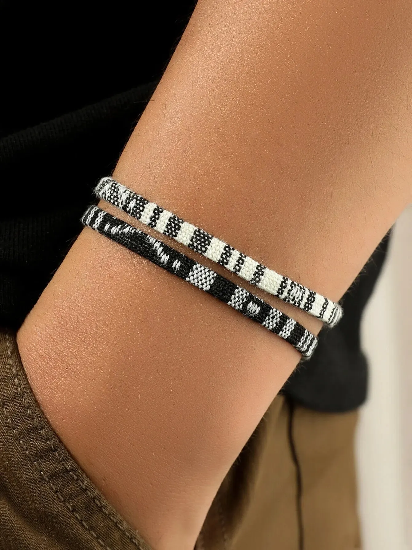 Multi -Style Summer Essential 2PCS Bohemian -Style Beach Men's Woven Bracelet Elastic Bracelets Common To Men and Women