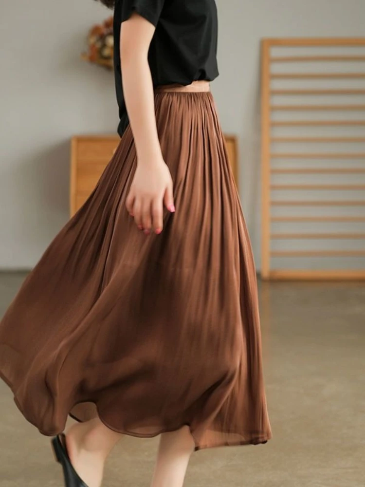 Gonna lunga lucida estiva tinta unita