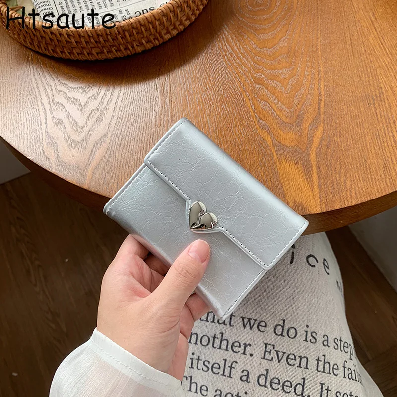 

Purse women's wallets small fresh PU leather simple fashion ladies short wallet multi-card niche teenage female student