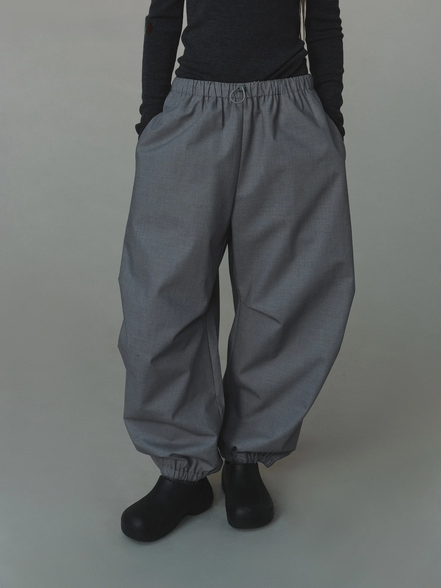 

VERMO Woolen Anti-Wrinkle Windproof Sporty Casual Pants Loose Fit Natural Waist Long Leggings Polyester Viscose Wool Nylon