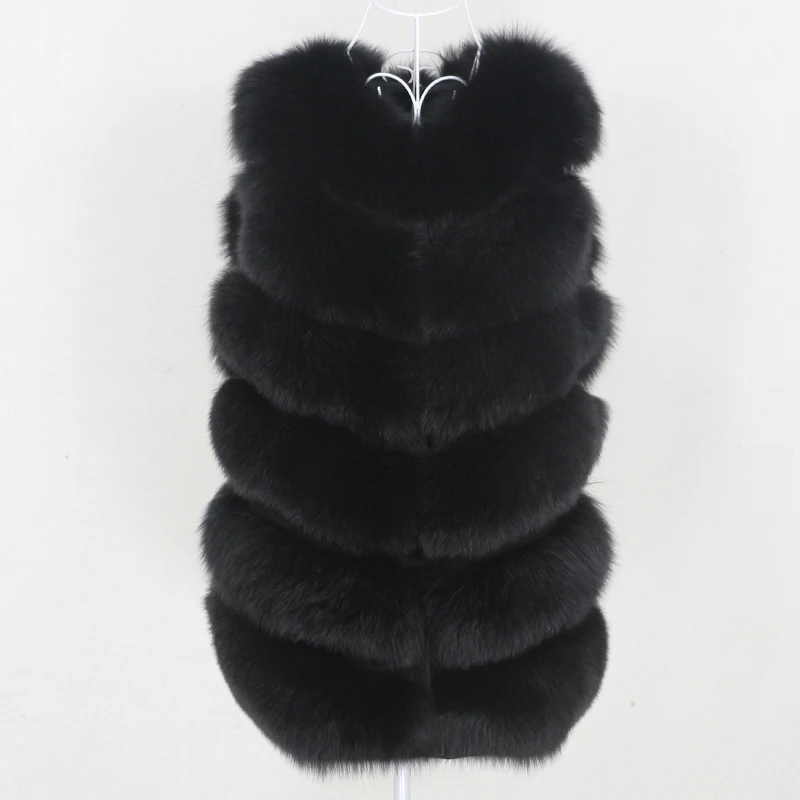 OFTBUY 2020 Black Real Fur Vest Winter Jacket Women Coat Natural Big Fluffy Fox Fur Outerwear Streetwear Thick Warm Waistwear